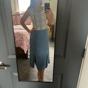Carolina Blues - Vintage 90s Fitted Bodice Midi Dress. Size 6.